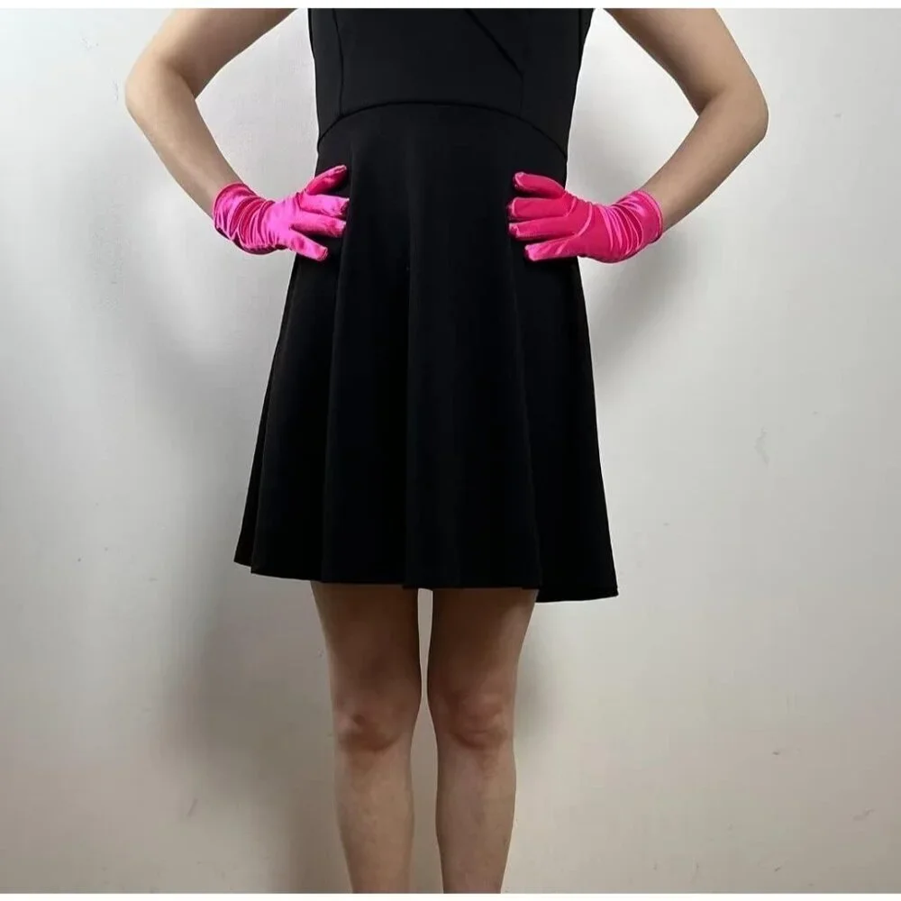 Women's Evening Fuchsia Short Satin Lace Gloves Gothic Choker Necklace design